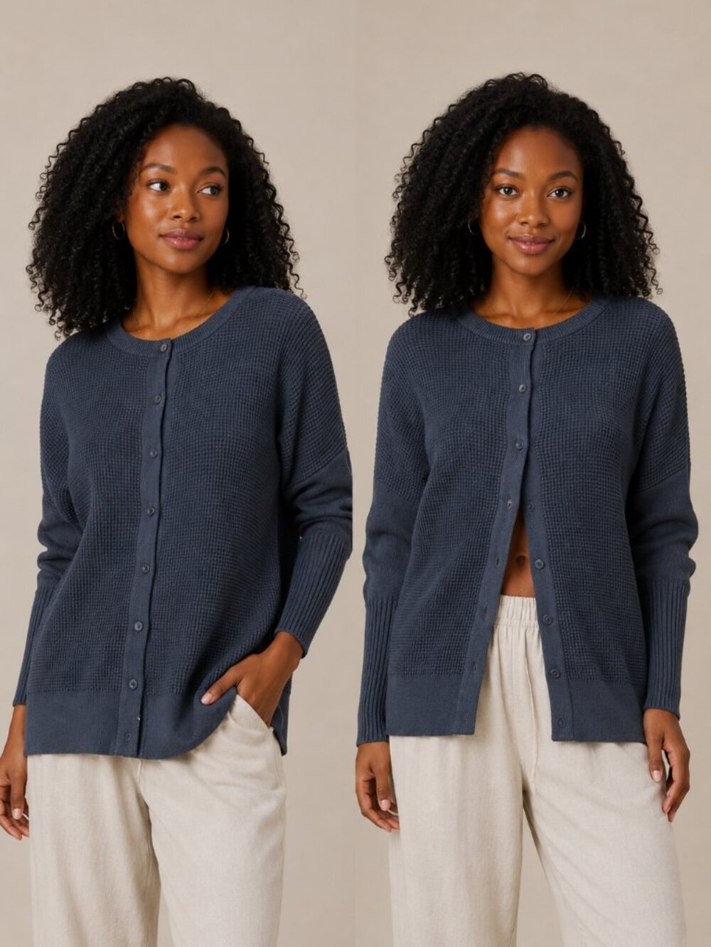 VETTA Oversized Capsule Knit Cardigan 2-Way Dark Grey Small